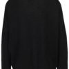 Čierny voľný sveter s plastickými detailmi ONLY Liv