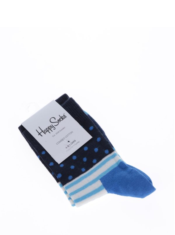 Modré detské bodkované ponožky Happy Socks Stripe & Dot