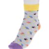 Žlto-sivé detské vzorované ponožky Happy Socks Bricks