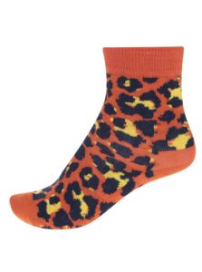Oranžové detské ponožky s leopardím vzorom Happy Socks Leopard