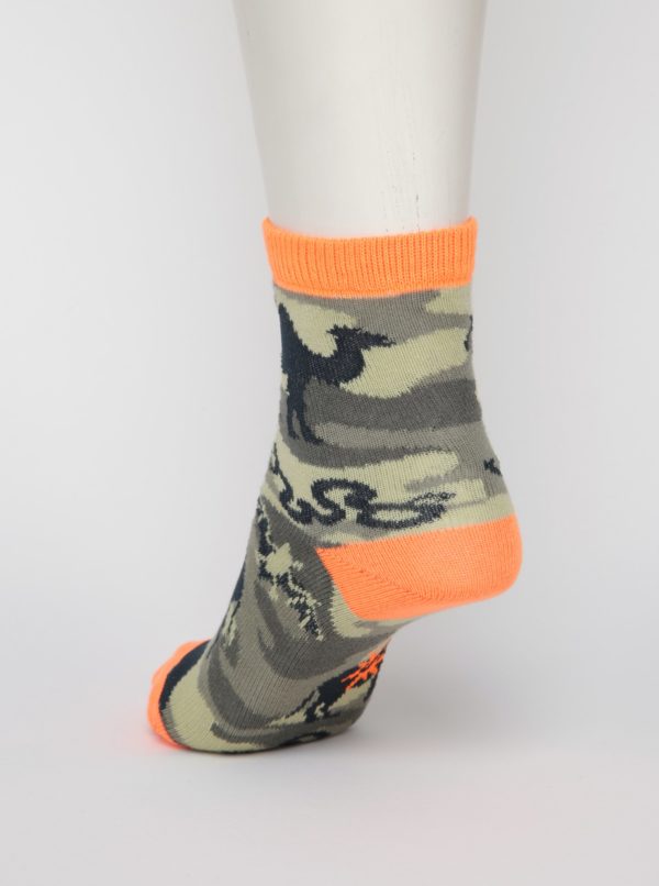 Khaki maskáčové chlapčenské ponožky s afrikou Sock It to Me Animal Camo