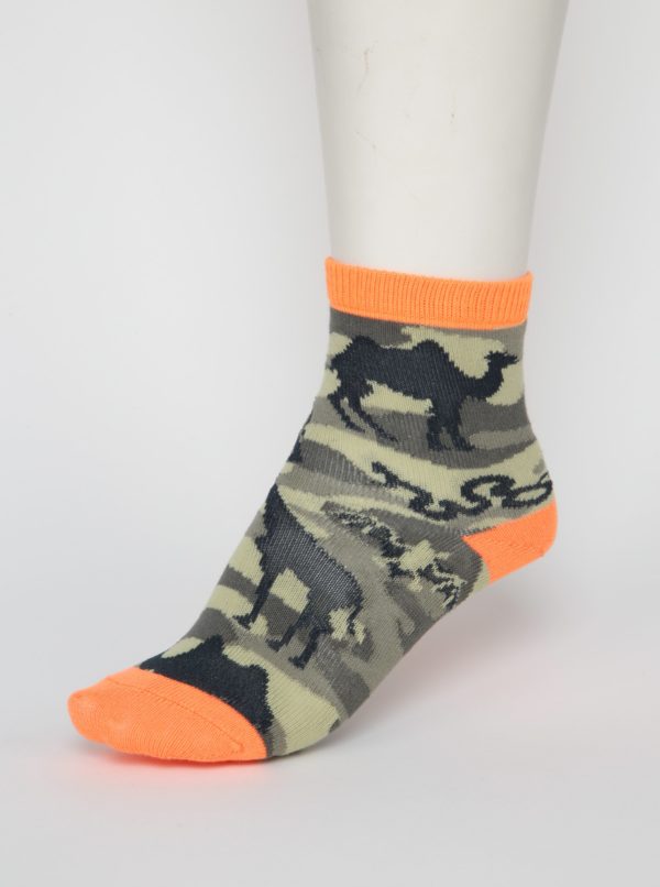 Khaki maskáčové chlapčenské ponožky s afrikou Sock It to Me Animal Camo