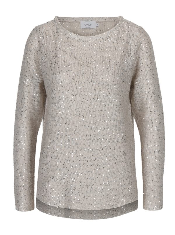 Béžový pletený sveter s flitrami ONLY Adele