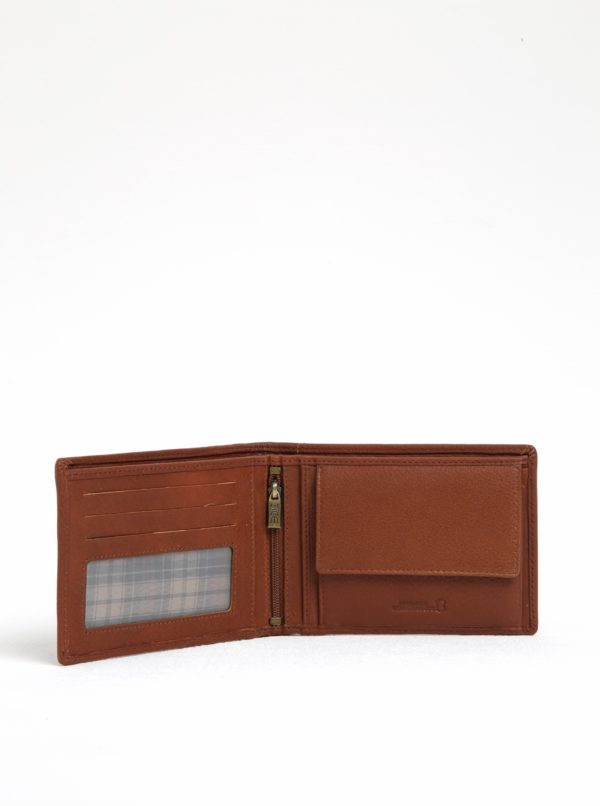 Hnedá kožená peňaženka s dierkovanými detailmi Dice Woodham