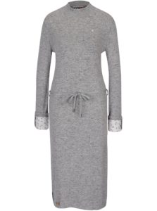 Sivé svetrové melírované šaty s dlhým rukávom Ragwear Provence