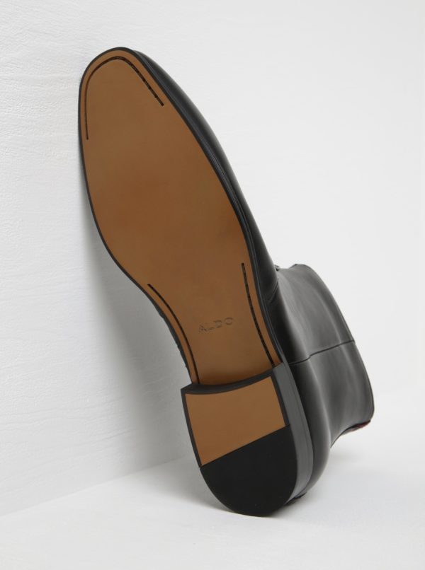 Čierne pánske kožené členkové topánky ALDO Arly