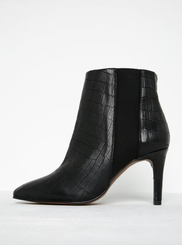 Čierne členkové kožené topánky s hadím vzorom Selected Femme Alexandra