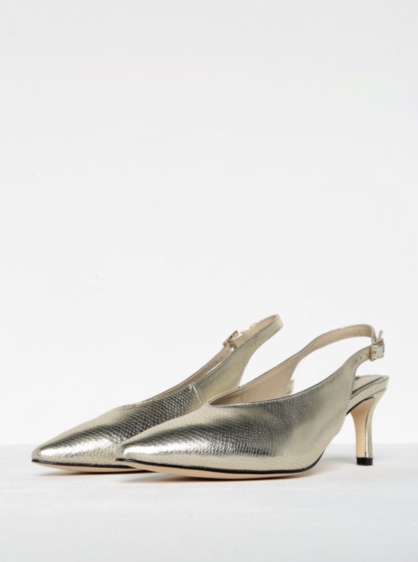 Lesklé sandáliky v zlatej farbe s hadím vzorom Miss Selfridge
