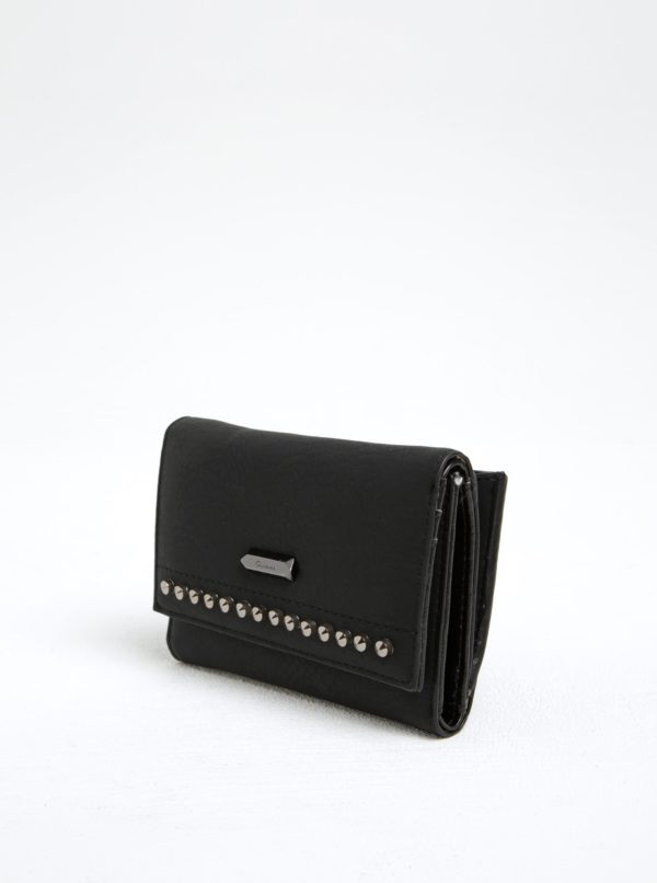 Čierna peňaženka s detailmi v striebornej farbe Gionni Nerina