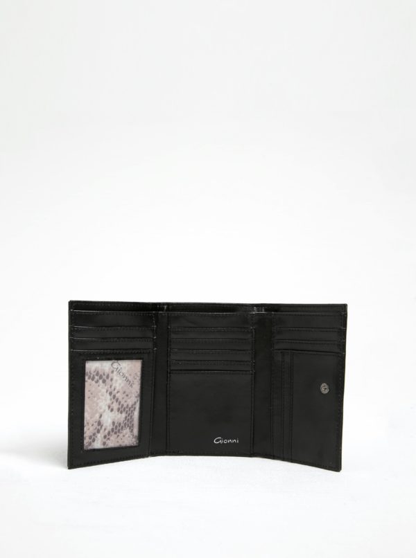Čierna peňaženka s detailmi v striebornej farbe Gionni Nerina