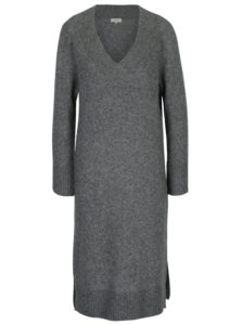 Sivé vlnené svetrové šat s prímesou jačej vlny Selected Femme Jamia