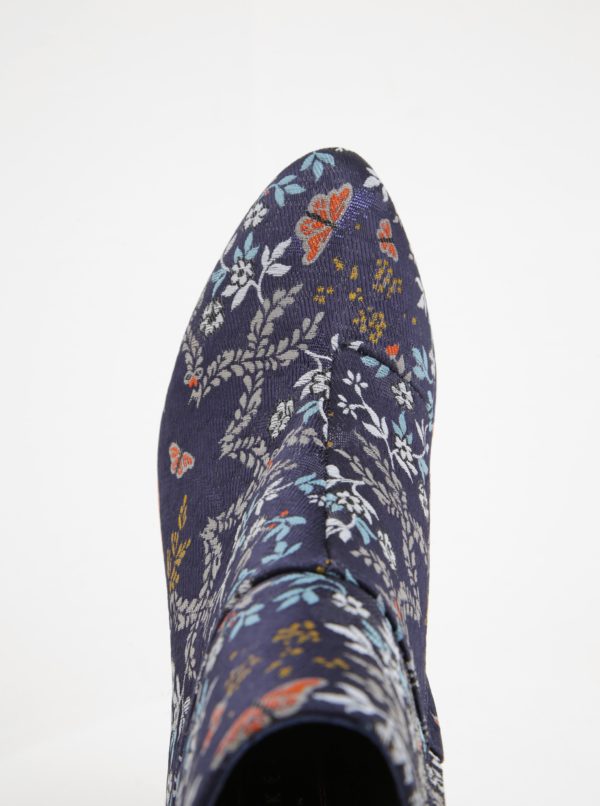 Modré kvetinové členkové topánky na podpätku Ted Baker Ishbel
