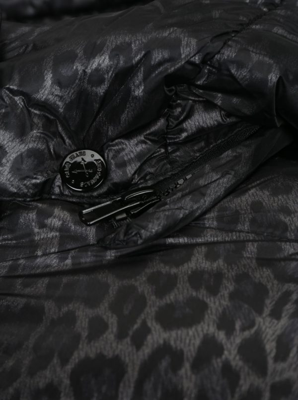 Čierna dámska prešívaná vzorovaná bunda s kapucňou Cars Metti