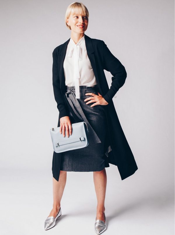 Čierny tenký kabát s opaskom Selected Femme Violie 