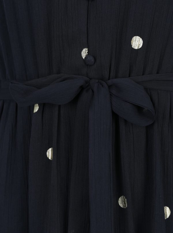 Tmavomodré vzorované šaty s priesvitným rukávom VERO MODA Dina