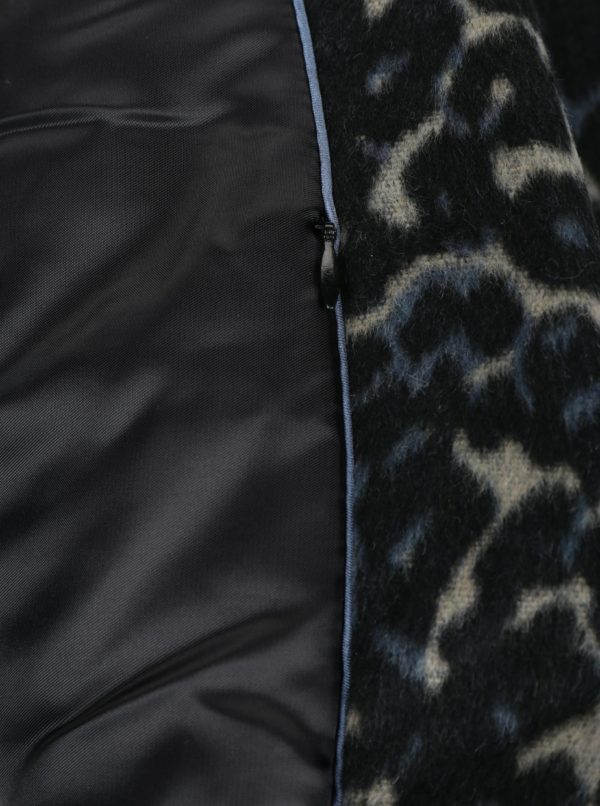 Modro-čierny dámsky vzorovaný kabát s prímesou vlny Garcia Jeans