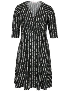 Čierne vzorované šaty s prekladaným dekoltom LA Lemon