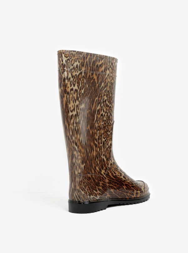 Hnedé dámske gumáky s leopardím vzorom Oldcom Rain