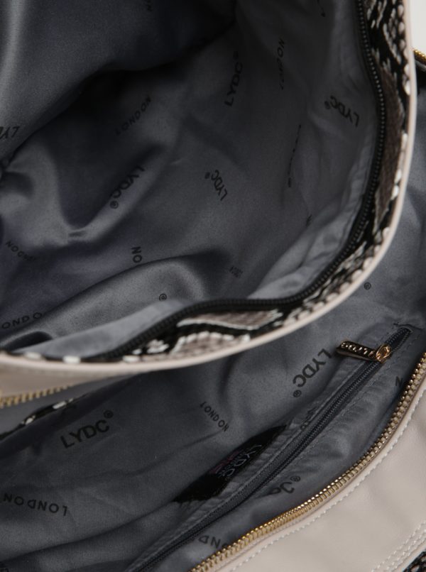 Béžová kabelka s detailmi hadieho vzoru LYDC