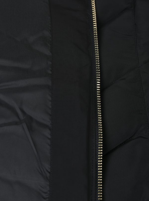 Čierna prešívaná bunda s umelým kožúškom Miss Selfridge