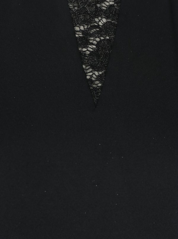 Čierne čipkované šaty s prešívaním v striebornej farbe ONLY Lene