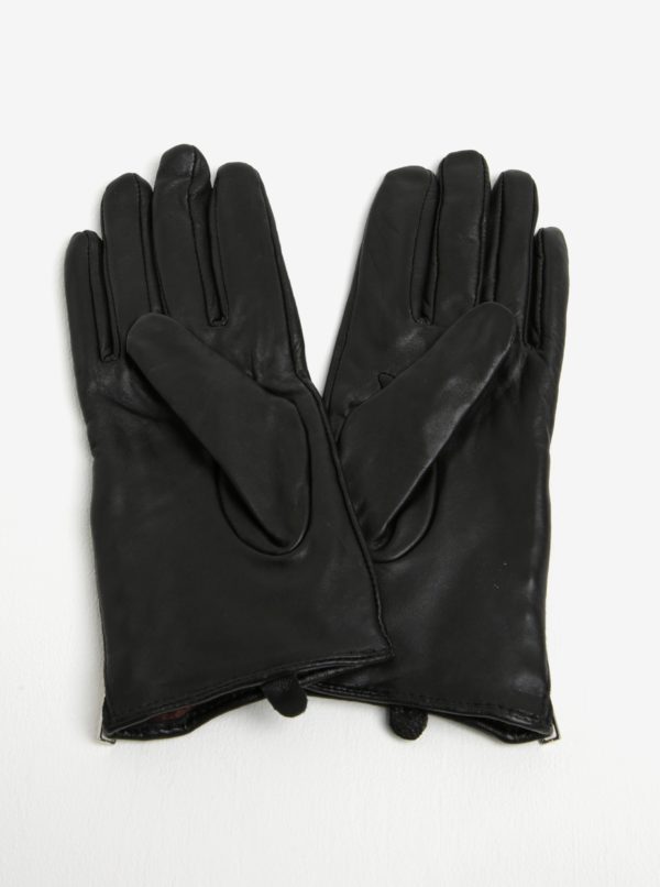 Čierne dámske kožené rukavice Pieces Jamista