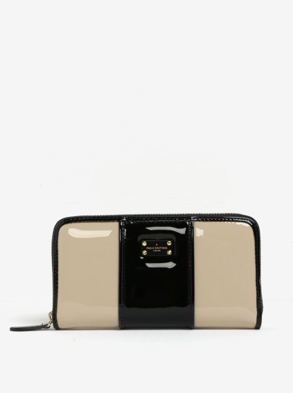 Béžovo-čierna lesklá peňaženka s neónovým vnútrom Paul's Boutique Lizzie
