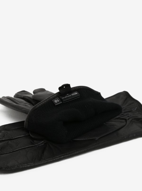 Čierne pásnske kožené rukavice so zipsom a kašmírovou podšívkou Royal RepubliQ