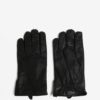 Čierne pásnske kožené rukavice so zipsom a kašmírovou podšívkou Royal RepubliQ