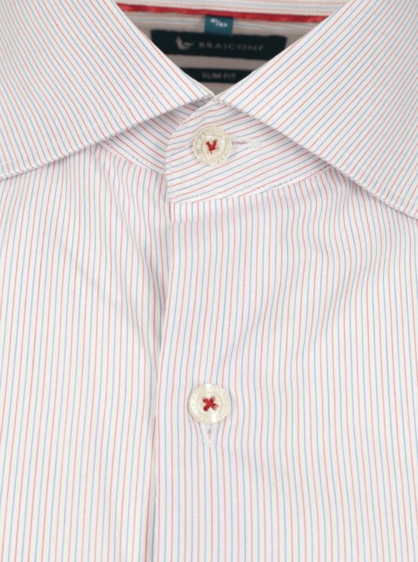 Červená pruhovaná formálna slim fit košeľa Braiconf Iacob