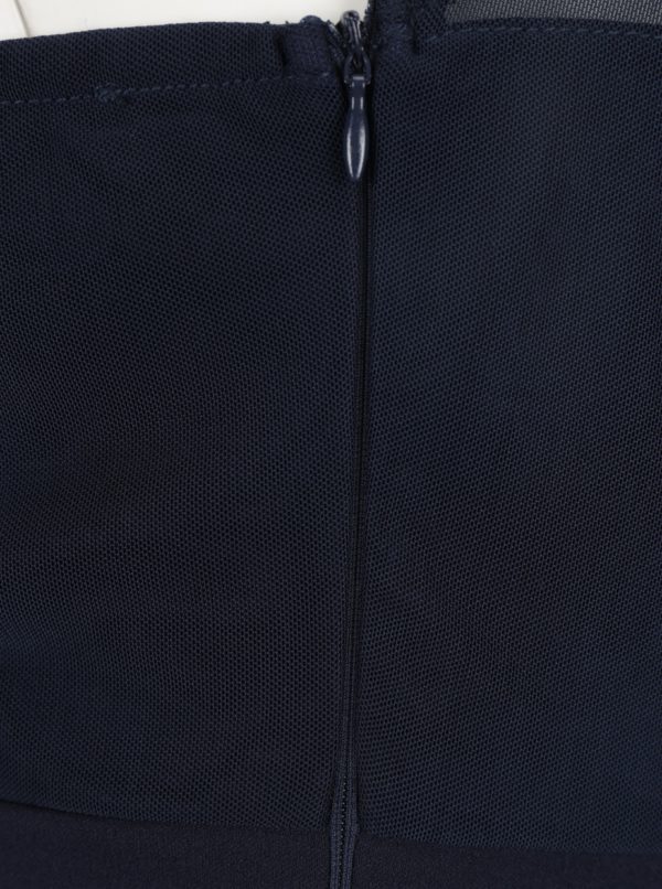 Tmavomodré dlhé asymetrické šaty s výšivkou AX Paris