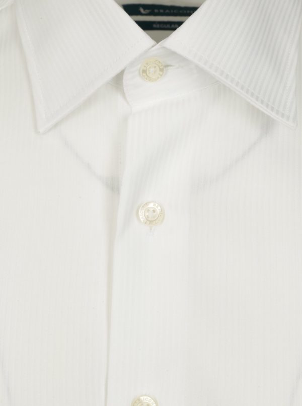 Biela formálna regular fit košeľa s jemným vzorom Braiconf Costin