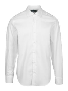 Biela formálna slim fit košeľa s jemným vzorom Braiconf Costin