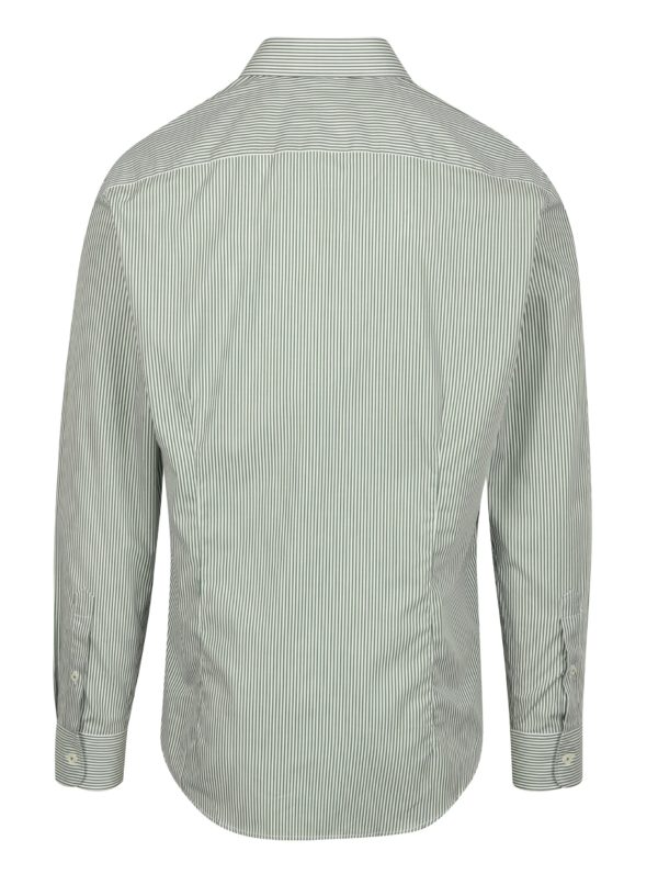 Bielo-zelená formálna pruhovaná slim fit košeľa Braiconf Flaviu