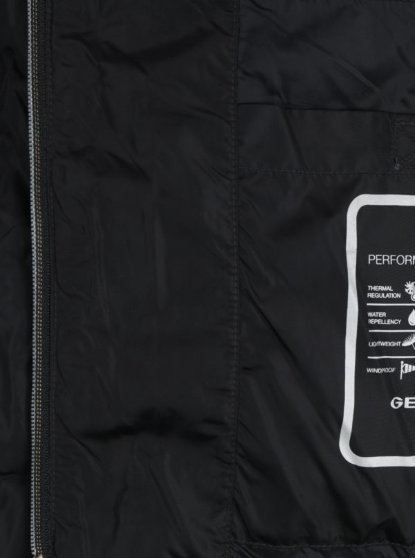 Čierny dámsky prešívaný kabát s odopínateľným kožúškom Geox