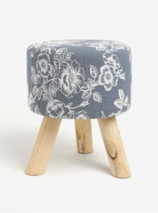Krémovo-sivá kvetovaná taburetka Dakls