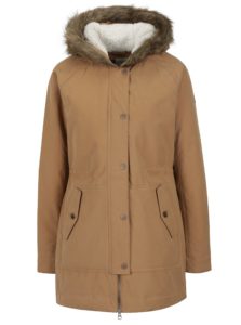 Svetlohnedý dámsky zimný kabát s umelým kožúškom Roxy Mountain
