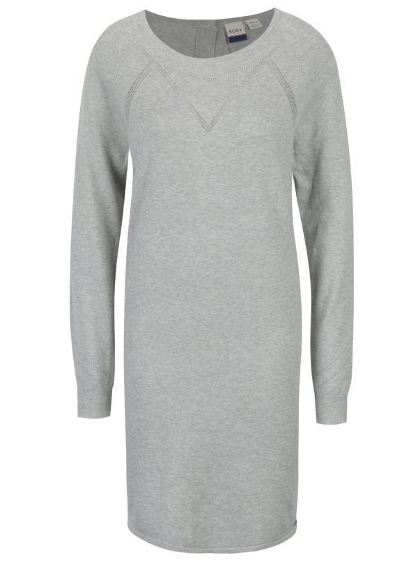 Sivé dámske melírované svetrové šaty Roxy Winter Story