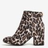 Čierno-béžové členkové topánky na podpätku s leopardím vzorom Dorothy Perkins