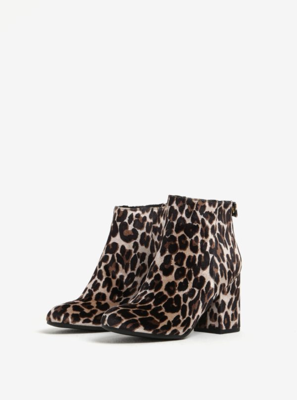 Čierno-béžové členkové topánky na podpätku s leopardím vzorom Dorothy Perkins