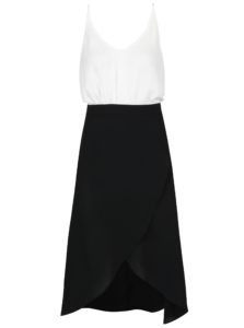 Bielo-čierne šaty s prekladanou sukňou a opaskom AX Paris