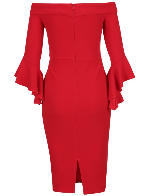 Červené puzdrové šaty s odhalenými ramenami AX Paris