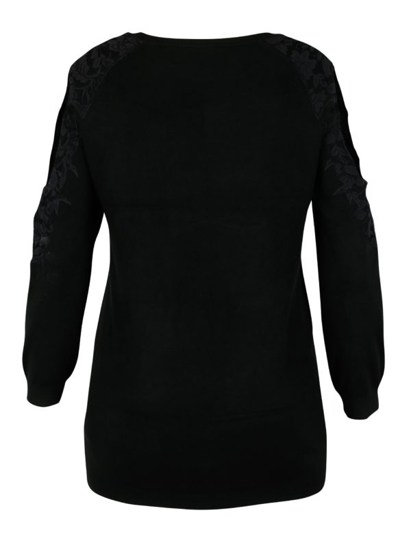 Čierny sveter s čipkou a prestrihmi na ramenách Dorothy Perkins Curve