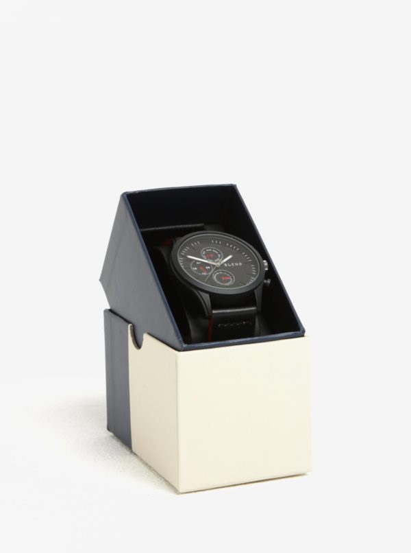 Čierne hodinky s červenými detailmi Blend