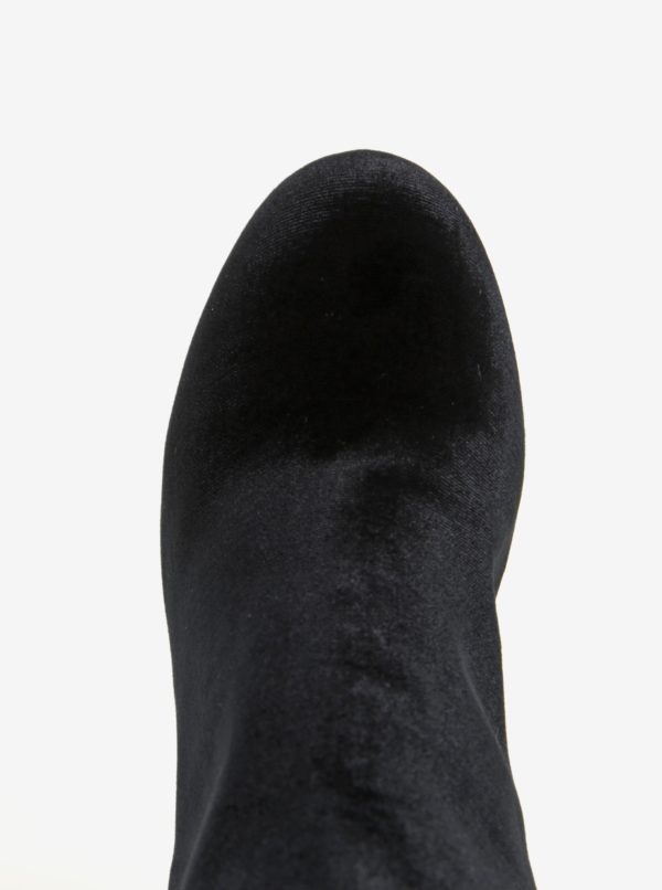 Čierne zamatové členkové topánky na podpätku Dorothy Perkins