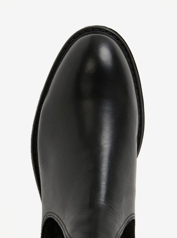 Čierne dámske kožené chelsea topánky so semišovým detailom GANT Lydia