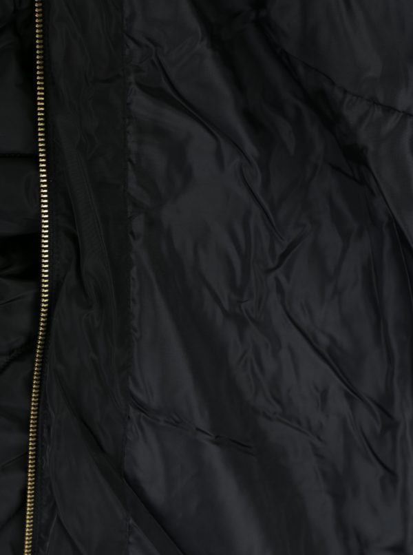 Čierny prešívaný kabát s kapucňou Dorothy Perkins