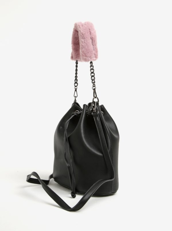 Čierna koženková vaková kabelka s odnímateľnými popruhmi Nalí