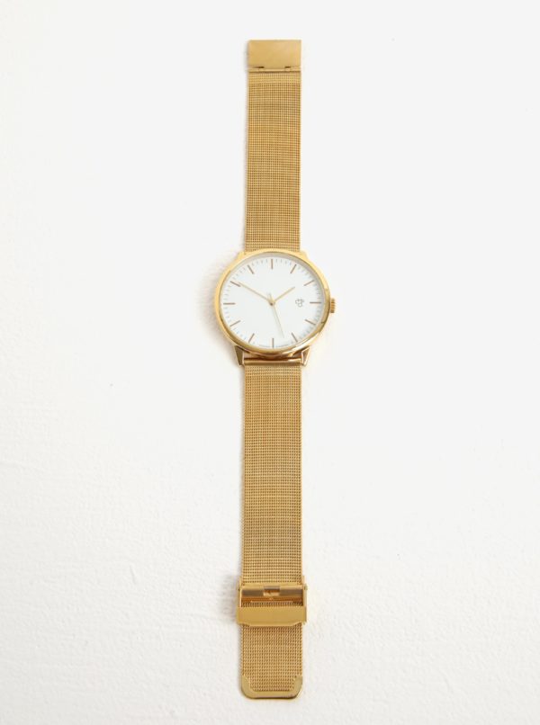 Unisex hodinky v zlatej farbe s remienkom z nehrdzavejúcej ocele CHPO Nando