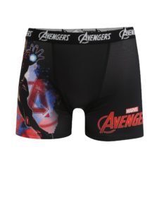Červeno-čierne pánske boxerky s potlačou Avengers